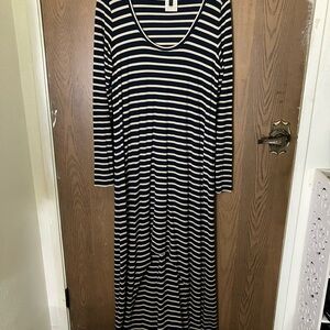 BCBGMaxazria Striped Navy and White Maxi Dress - Size L